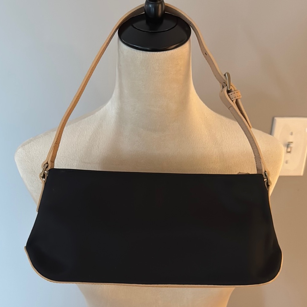 GAP Factory Black and Tan Fabric Shoulder Bag